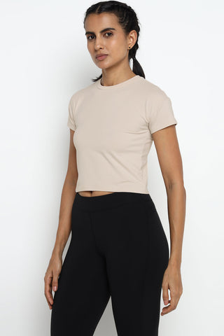 [INFINITECH] Training Crop Tee - Stone