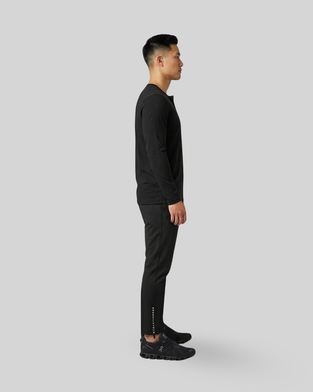[HYBRID] Henley Long Sleeve - Black - Tee - Athletifreak | Athletic & Gym Wear, Athleisure