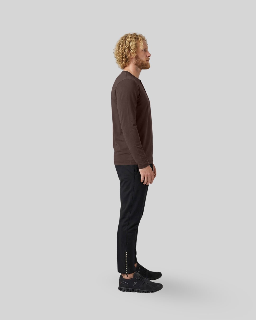[HYBRID] Henley Long Sleeve - Espresso - Tee - Athletifreak | Athletic & Gym Wear, Athleisure