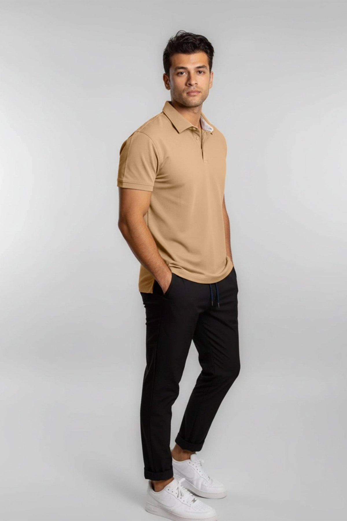 [HYBRID] Tech Polo - Latte - Tee - Athletifreak | Athletic & Gym Wear, Athleisure