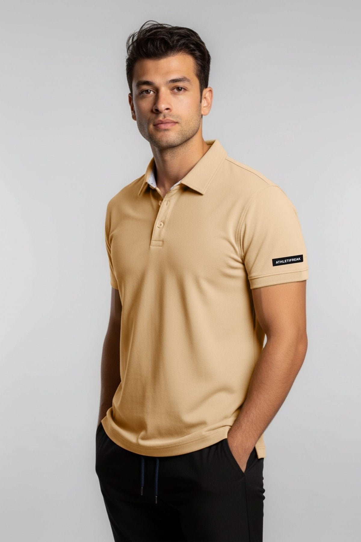 [HYBRID] Tech Polo - Latte - Tee - Athletifreak | Athletic & Gym Wear, Athleisure